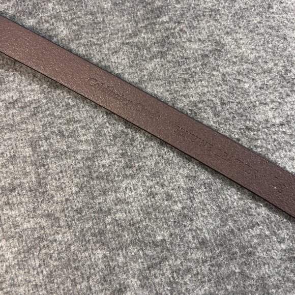Coldwater Creek Slim Brown Genuine Leather Belt Blue Clip Buckle Women's Size L - Picture 10 of 11
